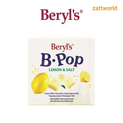 Beryl's Coklat Konfeksi Putih Lemon Dengan Gula-gula Pop & Garam | Beryl's B.POP Lemon White Chocolate Confectionery With Popping Candy & Himalayan Salt 50g