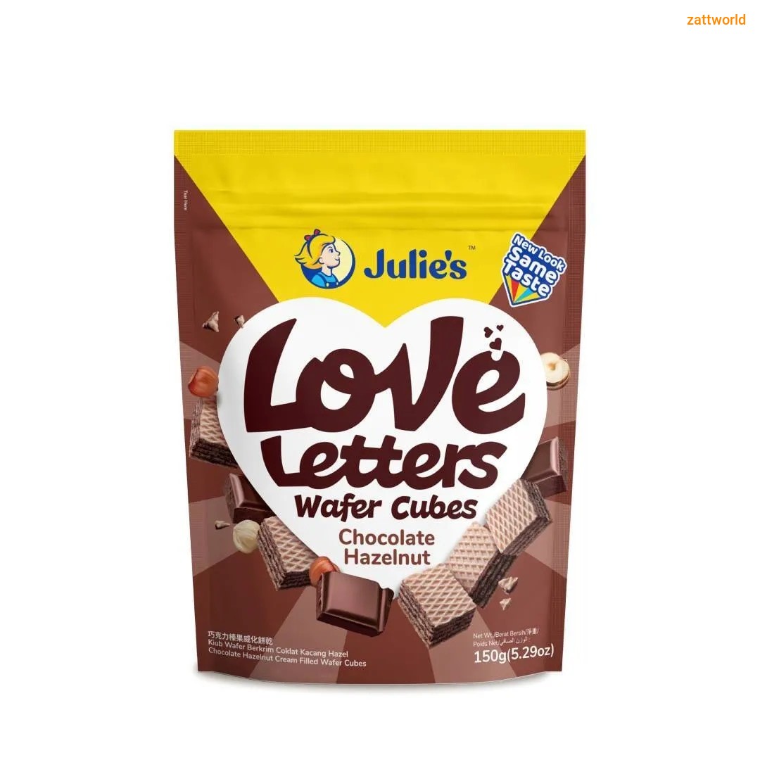 Julie's Love Letters Wafer Cubes Chocolate Hazelnut 150g x 2 packs