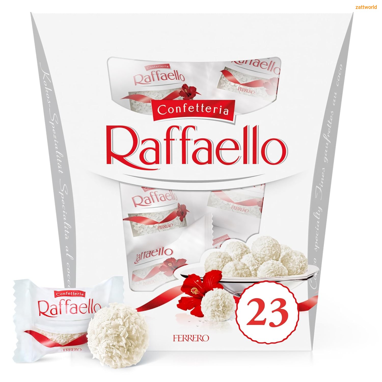 Ferrero Rocher Raphael Snow Sha Coconut Cream Balls White Chocolate Candy Coated Snacks Handmade Crafted Boxed Packaged