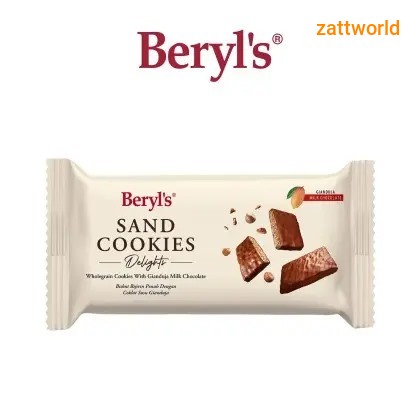 Beryl's Biskut Bijirin Penuh Dengan Coklat Susu Gianduja  Beryl's Sand Cookies Delight Wholegrain Cookies Gianduja Milk Chocolate 90g